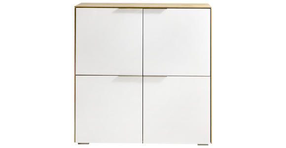 HIGHBOARD 112,6/114,0/37,2 cm - Eichefarben/Weiß, Design, Glas/Holzwerkstoff (112,6/114,0/37,2cm) - Voleo
