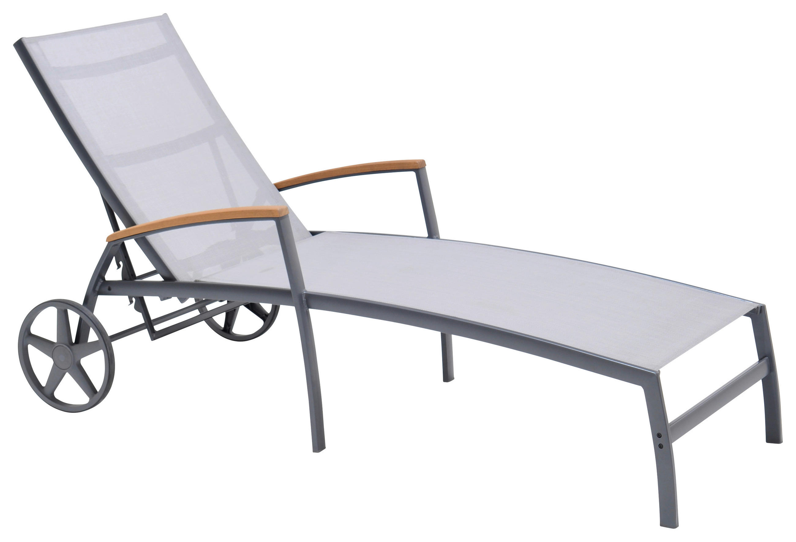 GARTENLIEGE 78/103/180 cm Eukalyptusholz  - Hellgrau/Grau, Design, Holz/Textil (78/103/180cm) - Ambia Garden