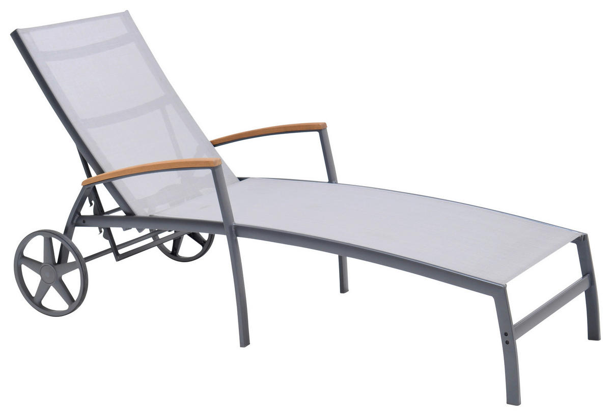 GARTENLIEGE 78/103/180 cm Eukalyptusholz  - Hellgrau/Grau, Design, Holz/Textil (78/103/180cm) - Ambia Garden