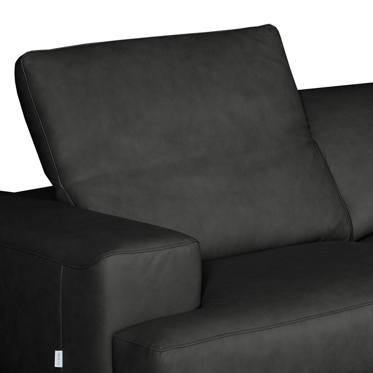 ECKSOFA  in Echtleder Schwarz  295/187 cm  - Chromfarben/Schwarz, Design, Leder/Metall (295/187cm) - Livetastic
