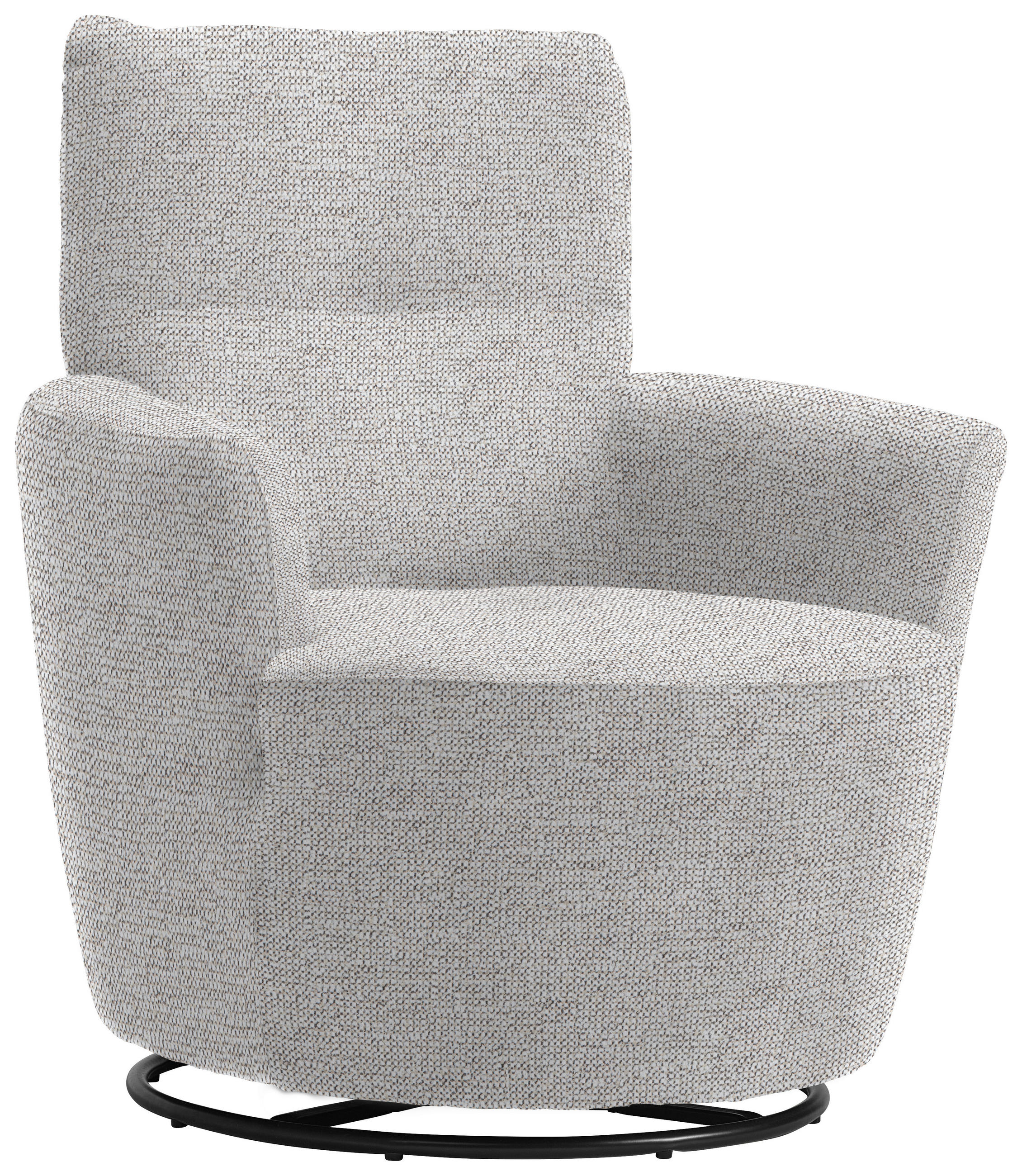 SESSEL in Chenille, Flachgewebe Ecru  - Ecru/Schwarz, Design, Textil/Metall (81/92/84cm) - Xora