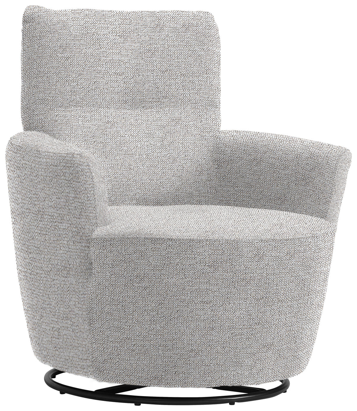 SESSEL in Chenille, Flachgewebe Ecru  - Ecru/Schwarz, Design, Textil/Metall (81/92/84cm) - Xora