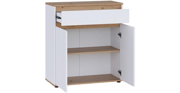 KOMMODE , 80/93/38 cm, 1 Schublade(n)  - Schwarz/Weiß, MODERN, Holzwerkstoff/Kunststoff (80/93/38cm) - Carryhome