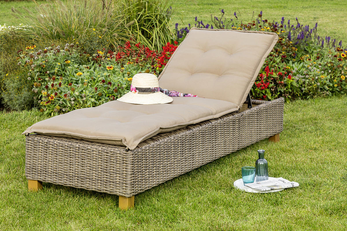 GARTENLIEGE 80/34/86/200 cm  - Akaziefarben/Cappuccino, KONVENTIONELL, Holz/Kunststoff (80/34/86/200cm) - Gardenson