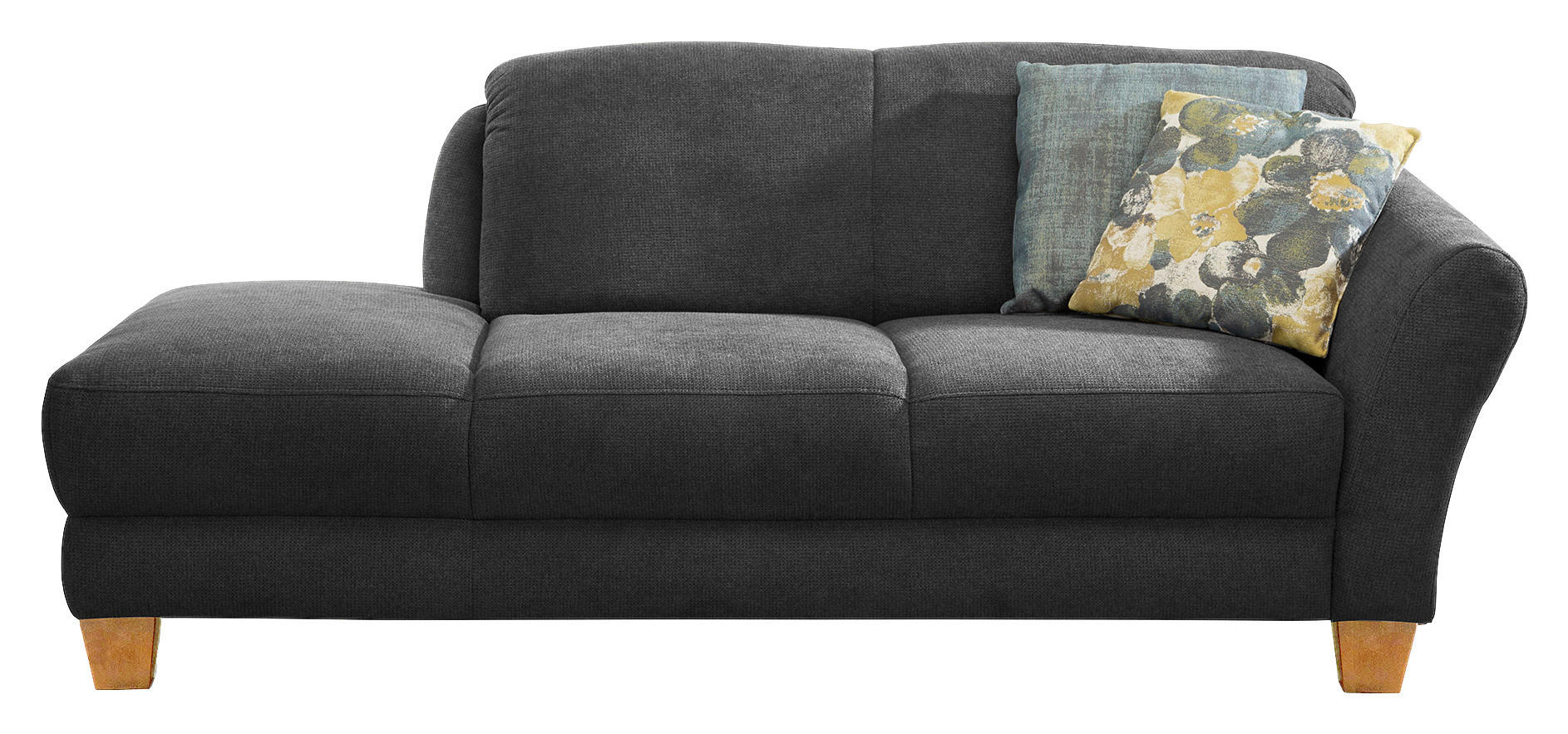 RÉCAMIERE in Flachgewebe Schwarz  - Schwarz/Naturfarben, Konventionell, Holz/Textil (194/84/91cm) - Sit & More