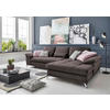 ECKSOFA in Flachgewebe Dunkelbraun  - Dunkelbraun/Silberfarben, Konventionell, Textil/Metall (301/176cm) - Sit & More