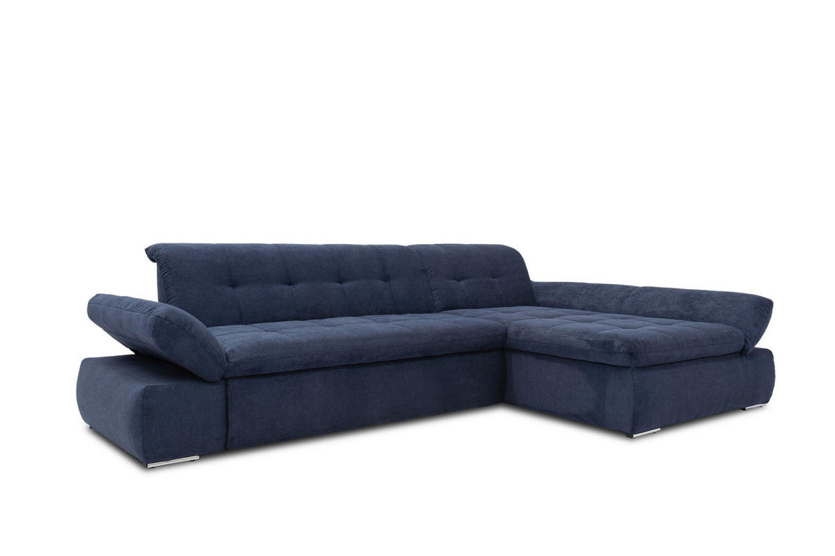 ECKSOFA in Mikrofaser Dunkelblau  300/172 cm  - Chromfarben/Dunkelblau, KONVENTIONELL, Textil/Metall (300/172cm) - MID.YOU