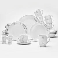 KOMBINIRANI SERVIS  Montreal   32-delni     - siva/črna, Basics, keramika (29/33,5/30,2cm) - Van Well