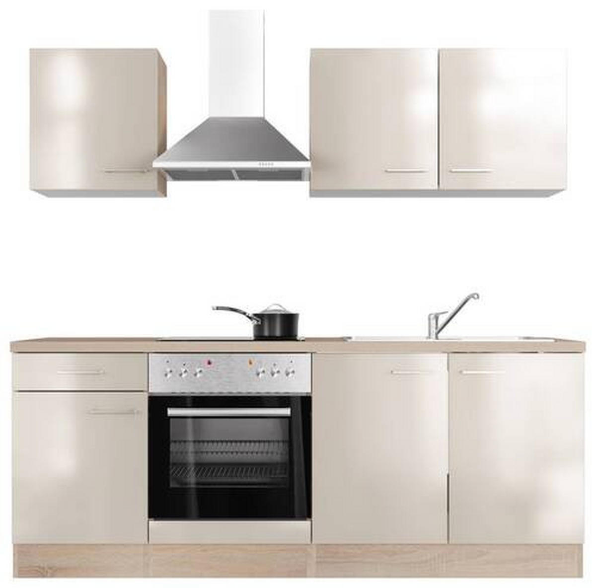 KUCHYŇSKÁ LINKA NEPAL 210 - Sonoma dub/kašmírová, Moderní, kov/kompozitní dřevo (210cm) - FlexWell