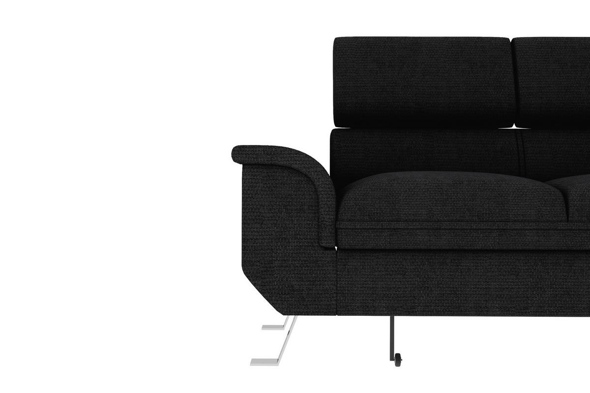 ECKSOFA in Struktur Schwarz  - Silberfarben/Schwarz, Konventionell, Textil/Metall (268/207cm) - MID.YOU
