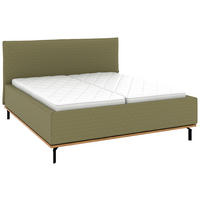 POLSTERBETT 180/200 cm,  in Olivgrün, Matratze, Lattenrost, Bettkasten, H2 + H3 = mittel + fest  - Graphitfarben/Weiß, Design, Holz/Textil (180/200cm) - Musterring