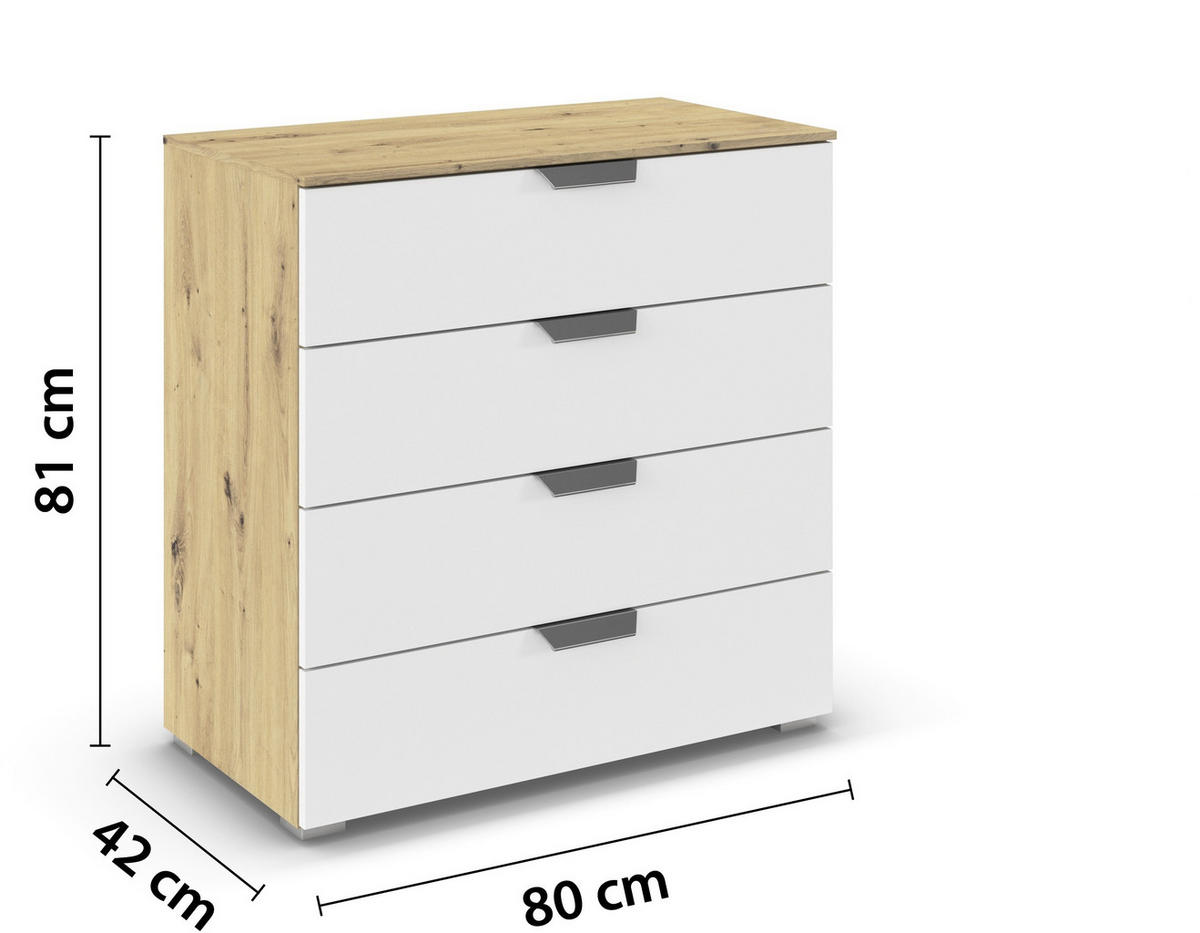KOMMODE  in 80/81/42 cm  - Chromfarben/Weiß, Design, Holzwerkstoff/Metall (80/81/42cm) - Carryhome