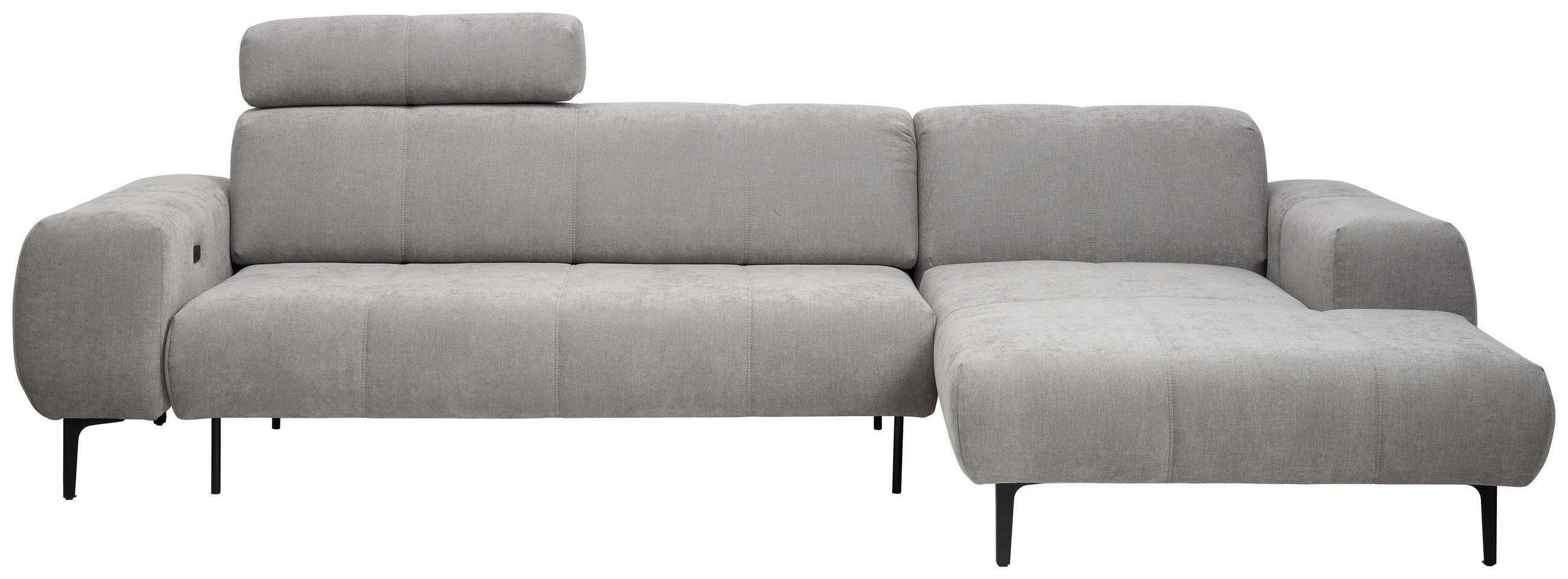 ECKSOFA inkl. Funktionen Grau Chenille  - Schwarz/Grau, Design, Textil/Metall (311/167cm) - Xora