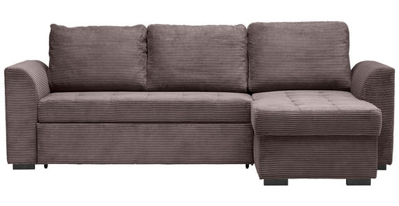 ECKSOFA in Cord, Velours Braun  - Schwarz/Braun, Design, Kunststoff/Textil (155/243cm) - Xora