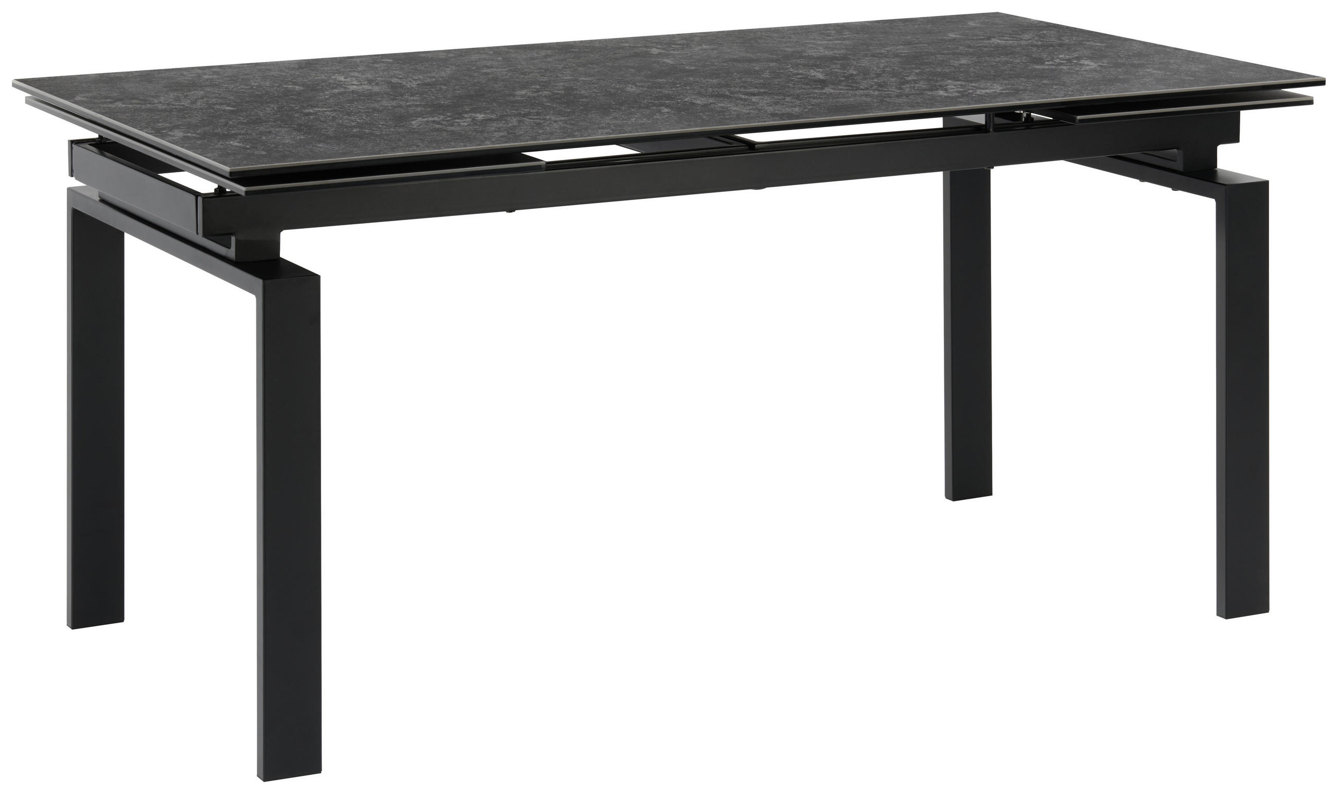 ESSTISCH Schwarz, Dunkelgrau rechteckig  ausziehbar  - Dunkelgrau/Schwarz, MODERN, Keramik/Metall (160/85/76cm) - Livetastic