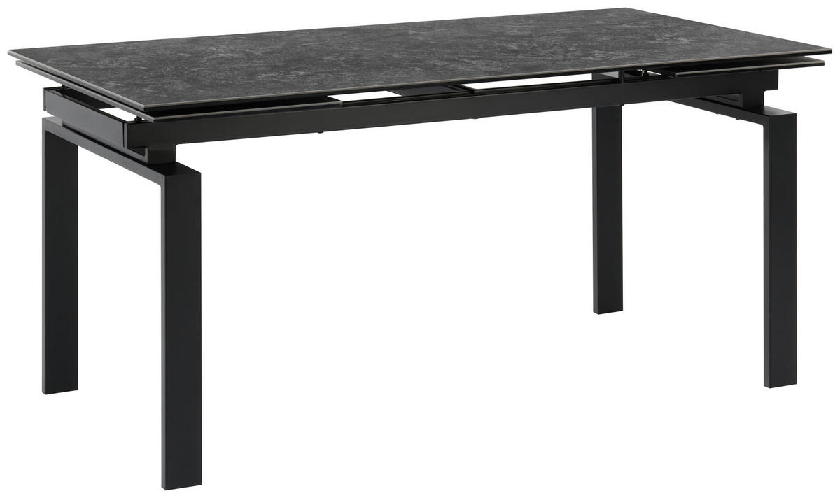 ESSTISCH Schwarz, Dunkelgrau rechteckig  ausziehbar  - Dunkelgrau/Schwarz, MODERN, Keramik/Metall (160/85/76cm) - Livetastic