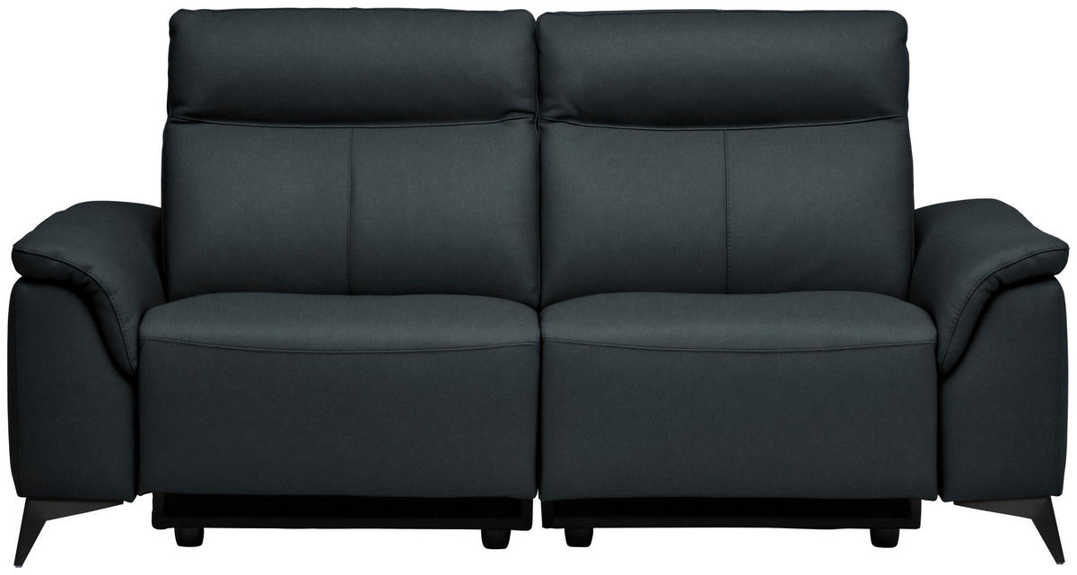 3-SITZER-SOFA  in Echtleder Dunkelblau   - Schwarz/Dunkelblau, Design, Leder/Metall (207/105/98cm) - Belluti