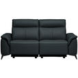 3-SITZER-SOFA  in Echtleder Dunkelblau   - Schwarz/Dunkelblau, Design, Leder/Metall (207/105/98cm) - Belluti