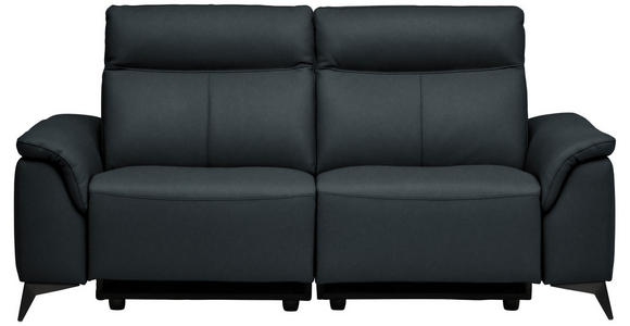 3-SITZER-SOFA  in Echtleder Dunkelblau   - Schwarz/Dunkelblau, Design, Leder/Metall (207/105/98cm) - Belluti