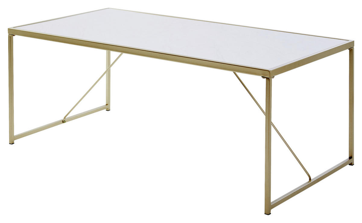 COUCHTISCH in Metall, Holzwerkstoff 120/60/44 cm  - Goldfarben/Weiß, KONVENTIONELL, Holzwerkstoff/Metall (120/60/44cm) - Livetastic