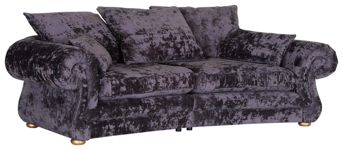 MEGASOFA in Mikrofaser Dunkelgrau  - Dunkelgrau/Goldfarben, Trend, Holz/Textil (280/82/135cm) - Carryhome