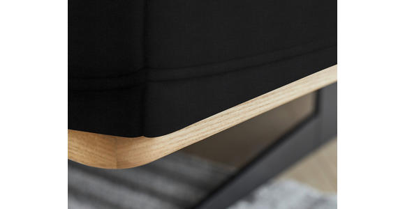 ECKSOFA in Echtleder Schwarz 305/163 cm - Eichefarben/Schwarz, Design, Leder/Holz (305/163cm) - Novel