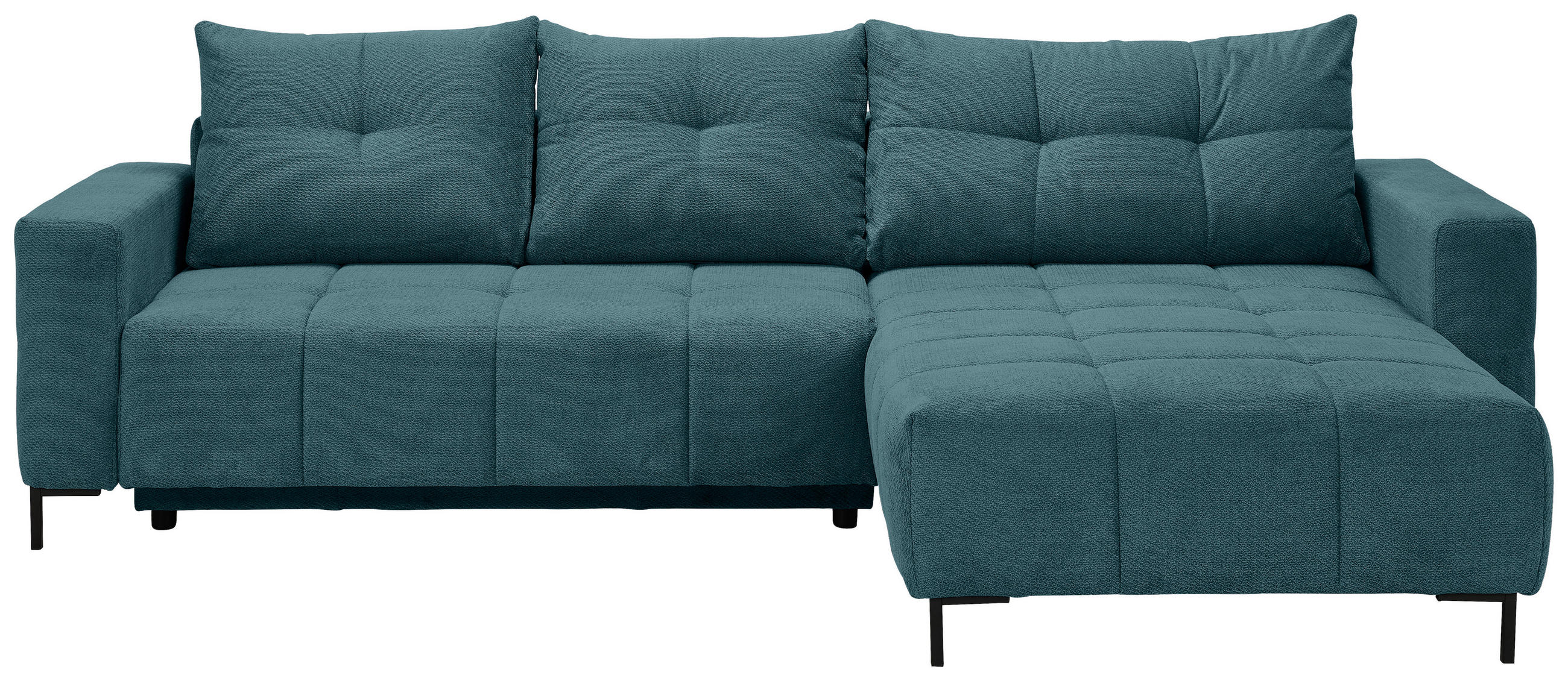 ECKSOFA Petrol Webstoff  - Petrol/Schwarz, KONVENTIONELL, Textil/Metall (292/192cm) - Carryhome
