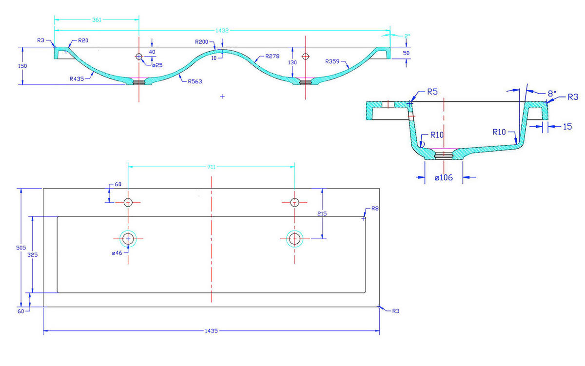 WASCHTISCHKOMBI 160 cm  - Graphitfarben/Weiß, Basics, Holzwerkstoff/Stein (160cm) - MID.YOU