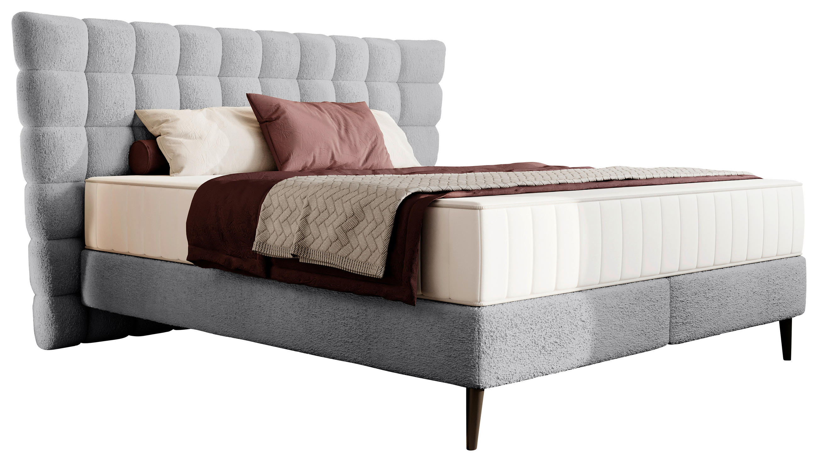BOXSPRINGBETT 180/200 cm  in Hellgrau  - Hellgrau/Schwarz, Design, Holz/Holzwerkstoff (180/200cm) - Esposa