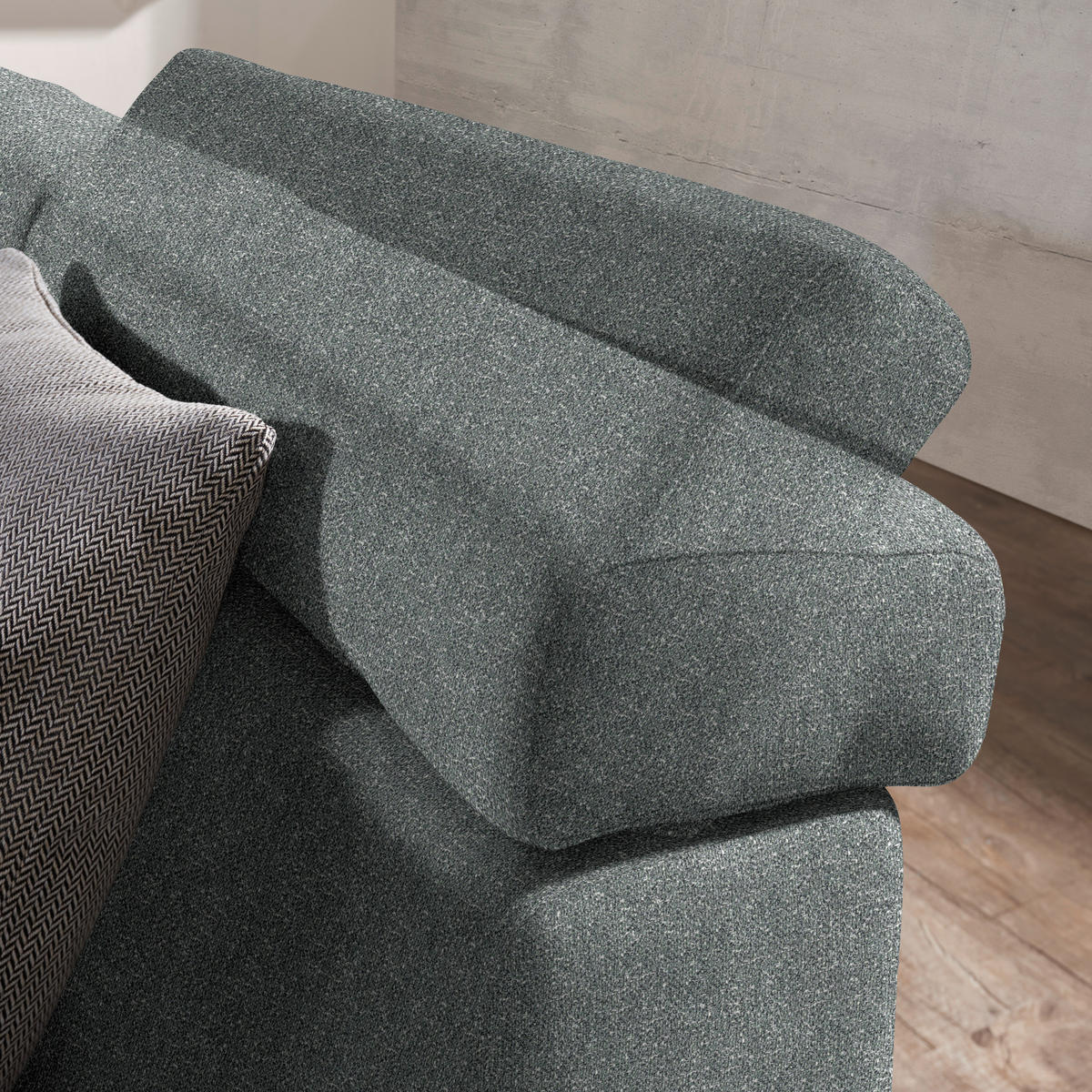 ECKSOFA  in Mikrovelours Grasgrün  205/288 cm  - Alufarben/Naturfarben, Design, Textil (205/288cm) - Sedda
