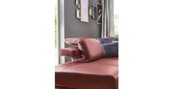 ECKSOFA in Echtleder Weinrot - Anthrazit/Weinrot, Design, Leder/Metall (325/255cm) - Dieter Knoll