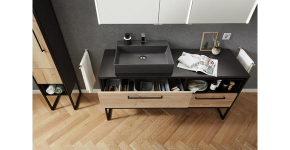 BADEZIMMER - Dunkelgrau/Eichefarben, MODERN, Glas/Holzwerkstoff (150cm) - Dieter Knoll