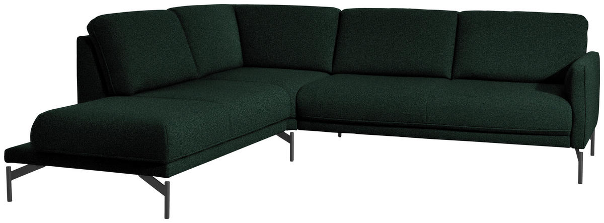 ECKSOFA in Struktur, Flachgewebe Dunkelgrün  - Dunkelgrün/Anthrazit, Design, Textil/Metall (230/254cm) - Johann Jakob