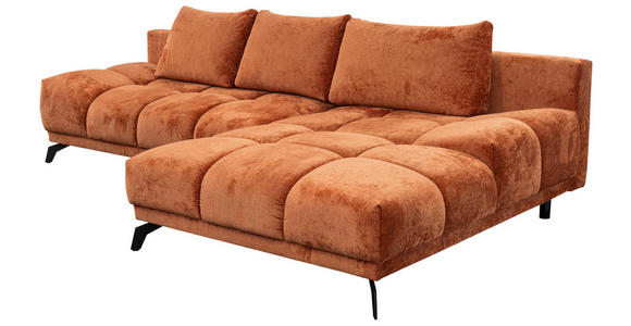 ECKSOFA Rostfarben Chenille  - Rostfarben/Schwarz, MODERN, Textil/Metall (290/182cm) - Hom`in