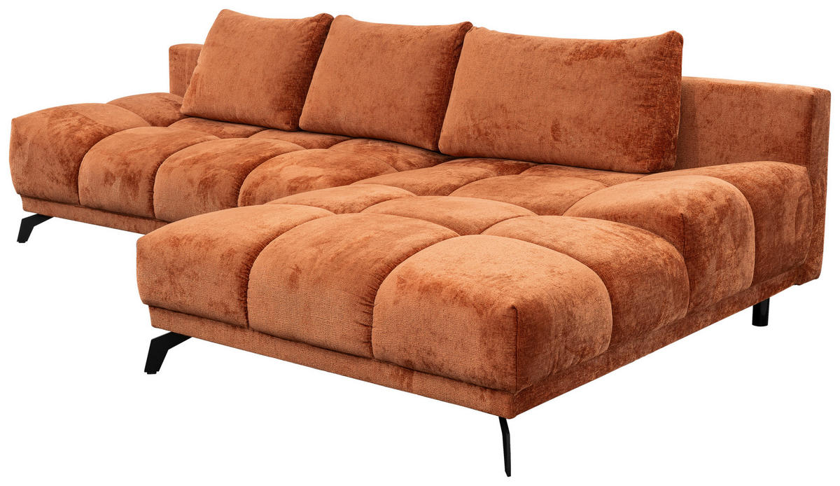 ECKSOFA in Chenille Rostfarben  290/182 cm  - Rostfarben/Schwarz, MODERN, Textil/Metall (290/182cm) - Hom`in