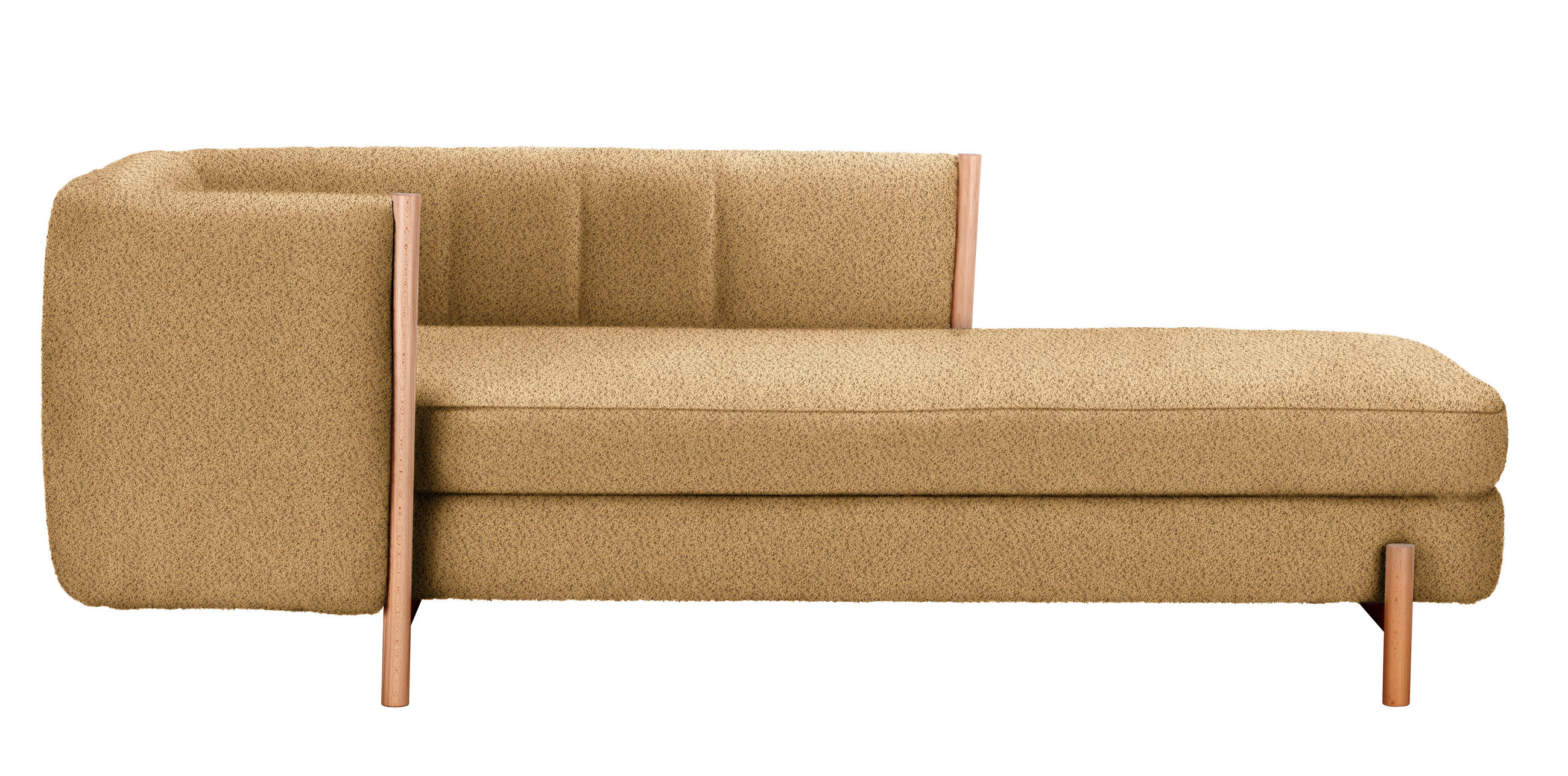 RÉCAMIERE Currygelb Plüsch  - Currygelb/Naturfarben, Design, Holz/Textil (216/90/109cm) - Niels Andersson