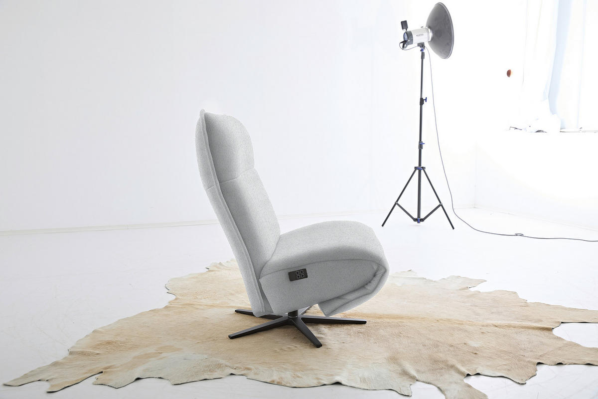 RELAXSESSEL in Textil Hellgrau  - Hellgrau/Schwarz, MODERN, Textil/Metall (90/106/96cm) - Chilliano
