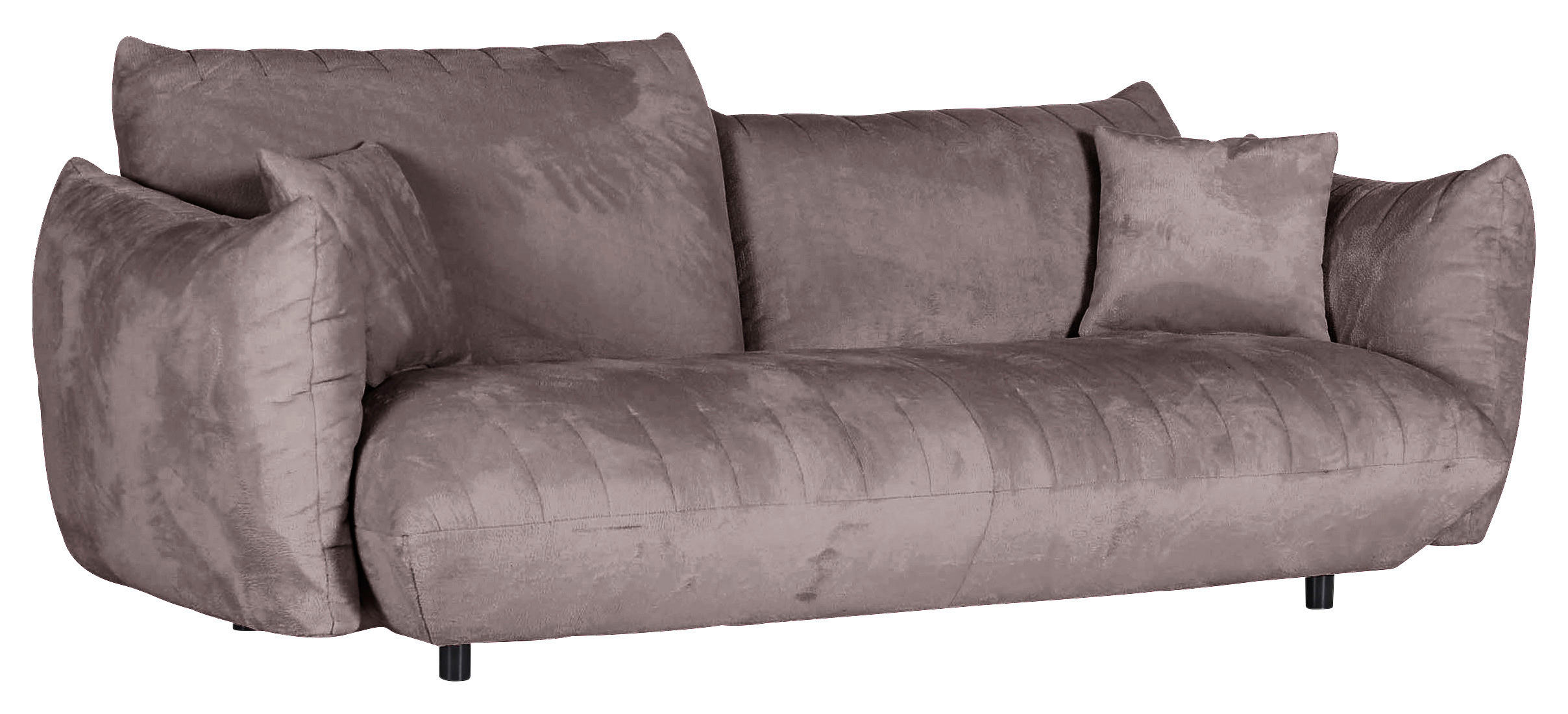 BIG SOFFA i plysch lerfärgad - lerfärgad/svart, Klassisk, textil/plast (240/78/107cm) - MID.YOU
