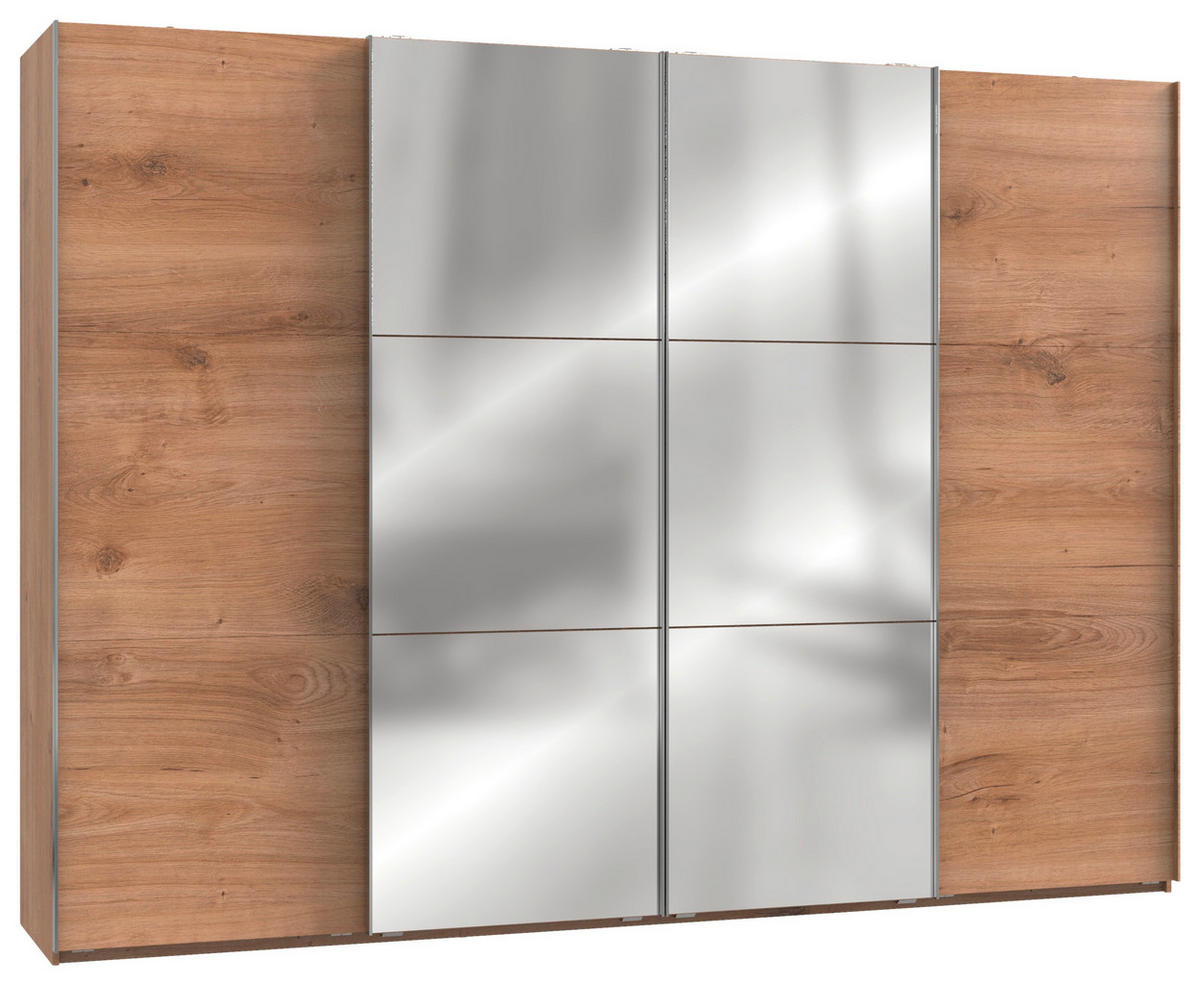 SCHWEBETÜRENSCHRANK in Eichefarben  - Chromfarben/Eichefarben, Modern, Holzwerkstoff (300/216/65cm) - MID.YOU