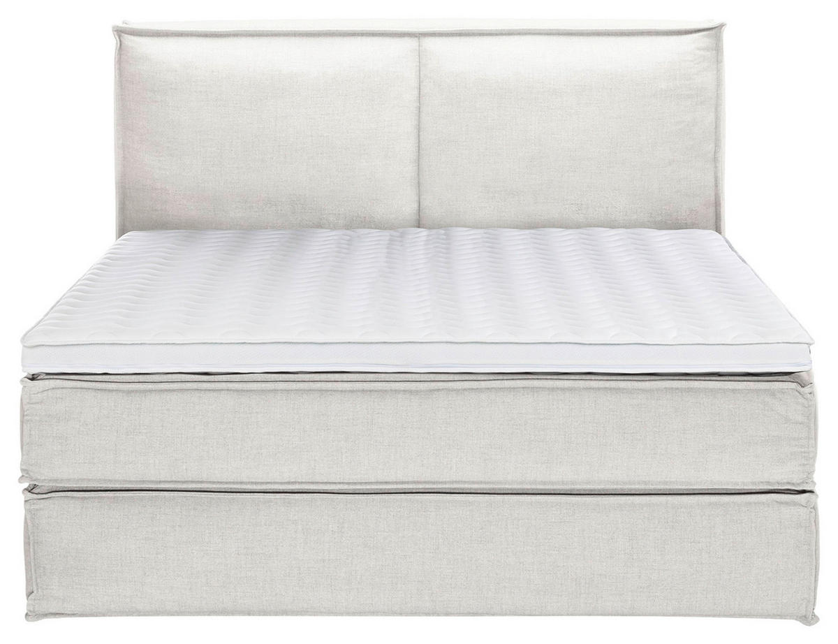 BOXSPRINGBETT 180/220 cm  in Creme  - Creme/Schwarz, Design, Kunststoff/Textil (180/220cm) - home24