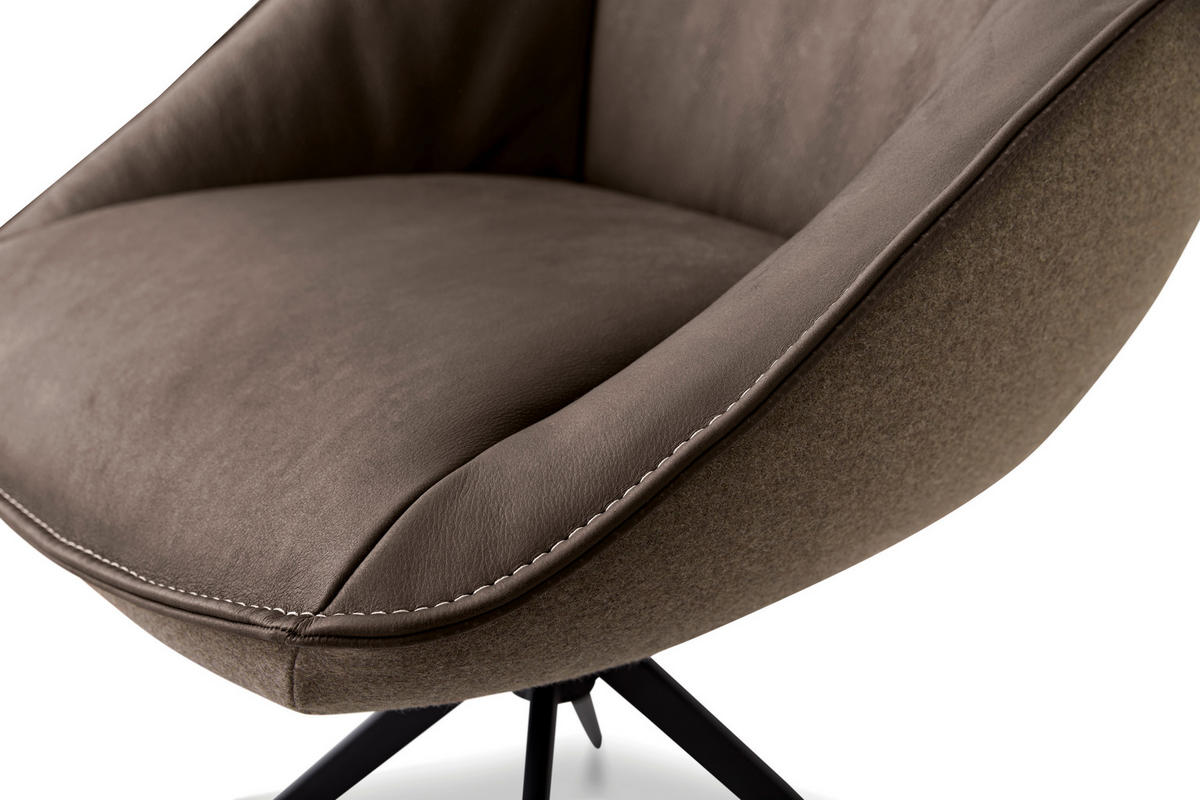 ARMLEHNSTUHL  in Flachgewebe Kombination Echtleder/Stoff pigmentiert  - Beige/Schwarz, Design, Leder/Textil (63/88/70cm) - Koinor