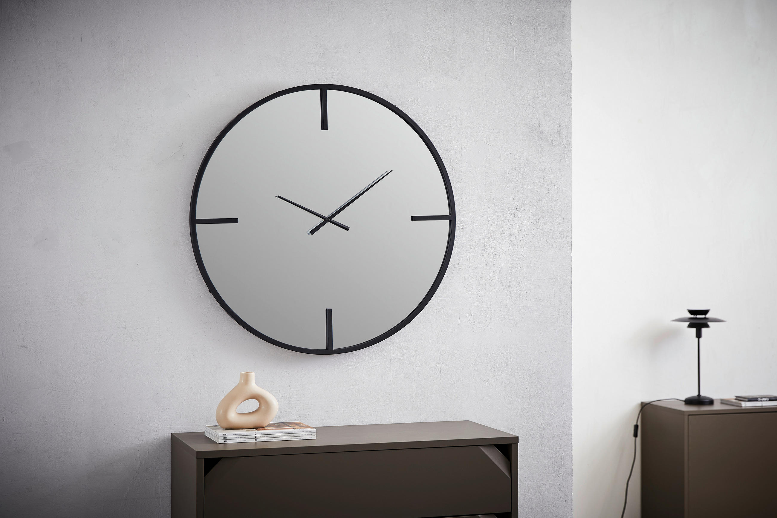 WANDUHR  Schwarz  - Schwarz, Design, Glas/Holzwerkstoff (80/80/4cm) - Xora
