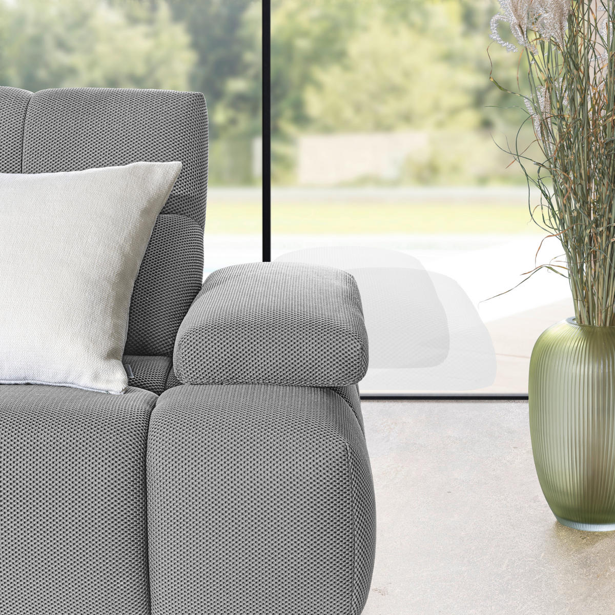 ECKSOFA in Struktur Grauweiss  - Schwarz/Grauweiss, Design, Kunststoff/Textil (233/313cm) - Emilio Belluti
