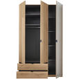 DREHTÜRENSCHRANK 135,4/225,5/57 cm 3-türig Eichefarben  - Eichefarben/Schwarz, MODERN, Glas/Holzwerkstoff (135,4/225,5/57cm) - Xora