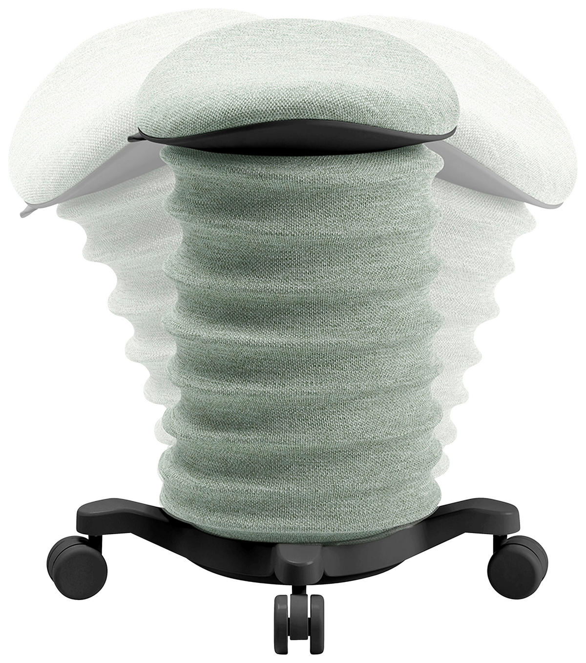 BÜROHOCKER Schwarz, Hellgrün  - Schwarz/Hellgrün, Design, Kunststoff/Textil (37,5/58-70/36cm) - Topstar