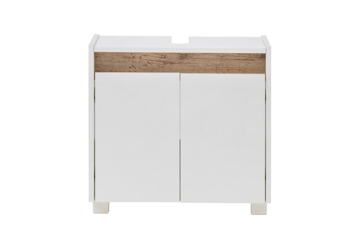 WASCHBECKENUNTERSCHRANK 57/54,6/33 cm  - Eichefarben/Silberfarben, MODERN, Holzwerkstoff/Kunststoff (57/54,6/33cm) - home24