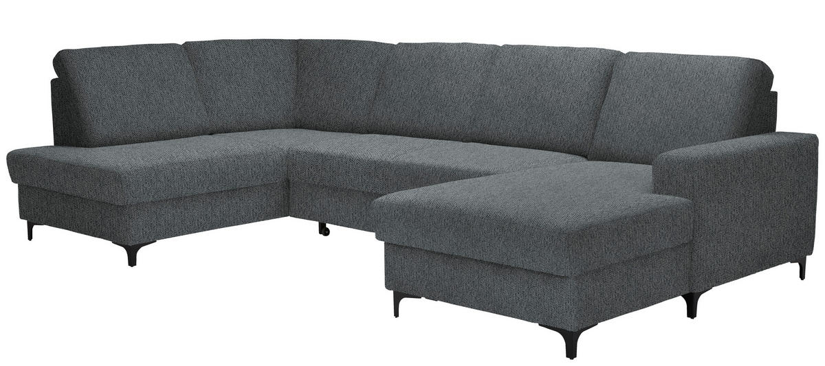 WOHNLANDSCHAFT in Webstoff Dunkelgrau  - Dunkelgrau/Schwarz, Konventionell, Textil/Metall (185/317/167cm) - Stylife
