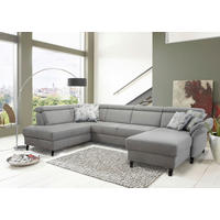 WOHNLANDSCHAFT Hellgrau Mikrofaser  - Hellgrau/Schwarz, KONVENTIONELL, Textil/Metall (193/317/165cm) - Sit & More