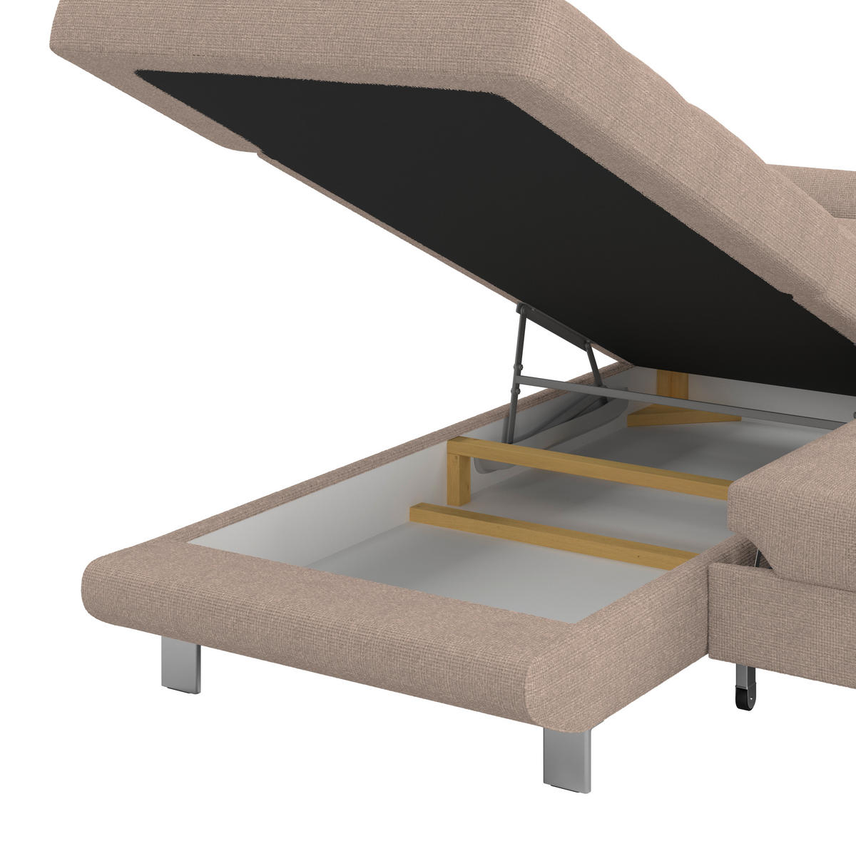 ECKSOFA in Drell Beige  - Beige, Modern, Textil/Metall (230/270cm) - MID.YOU