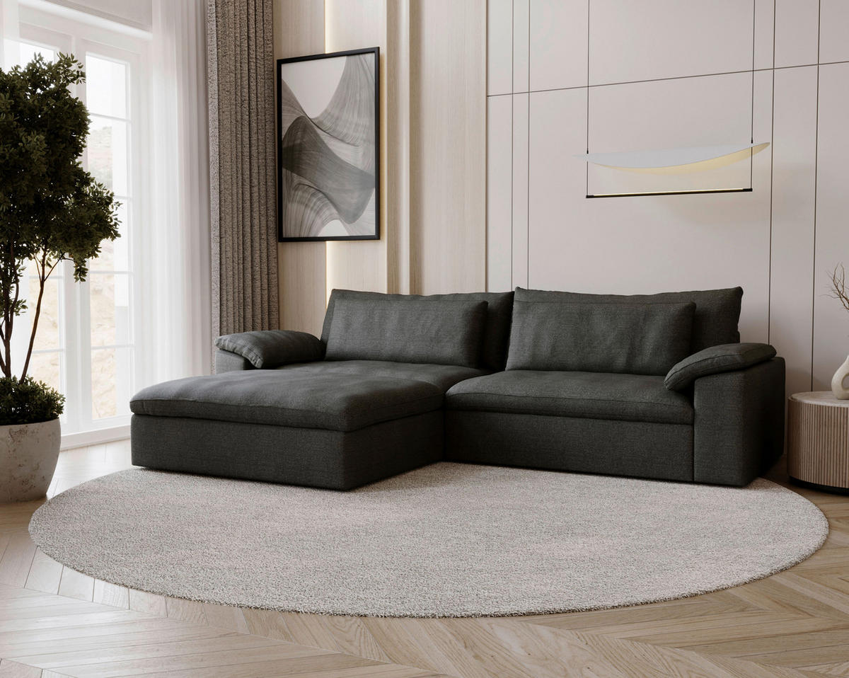 ECKSOFA  in Webstoff Anthrazit  198/306 cm  - Anthrazit/Schwarz, MODERN, Kunststoff/Textil (198/306cm) - Carryhome